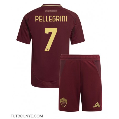 Camiseta AS Roma Lorenzo Pellegrini #7 Primera Equipación para niños 2024-25 manga corta (+ pantalones cortos)